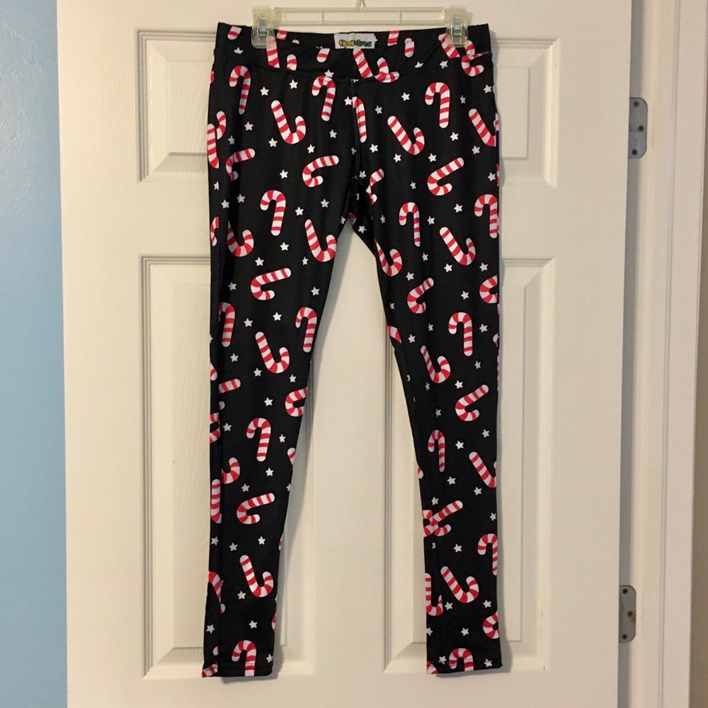 Tipsy Elves Candy Cane Christmas Leggings M Like New!